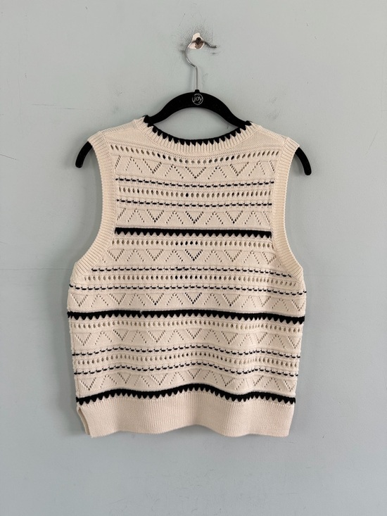 NWT Varley Athena Pointelle Knit Egret White Cotton Sweater Vest - Picture 5 of 9